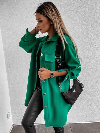 Lange Damenjacke Modern Wollkragen