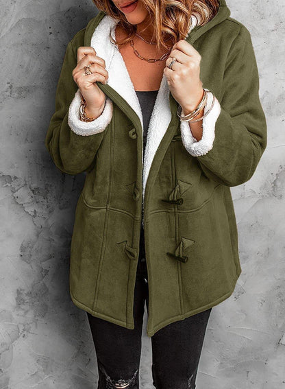 Warme Fleece-Damenjacke Kuschelig Kapuze