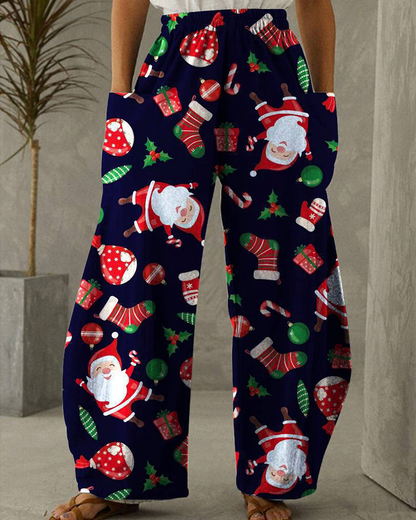 Weihnachtshose Freizeit Hose Mit Festlichem Druck