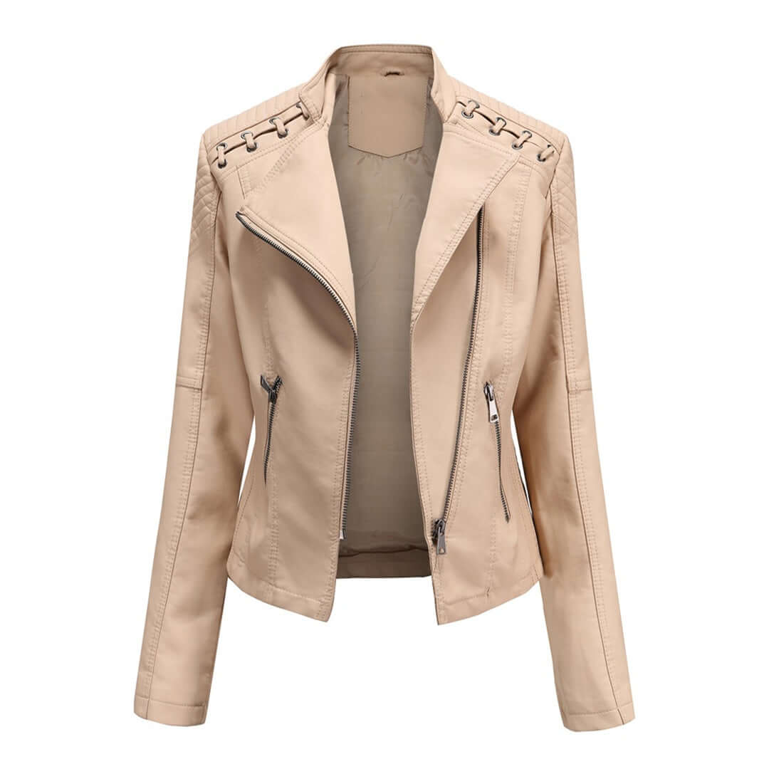 Modische Lederjacke Damen Biker Style