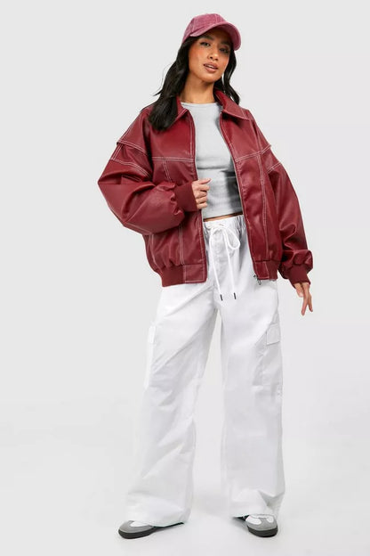 Mode Damenjacke Rot Oversized Stylish