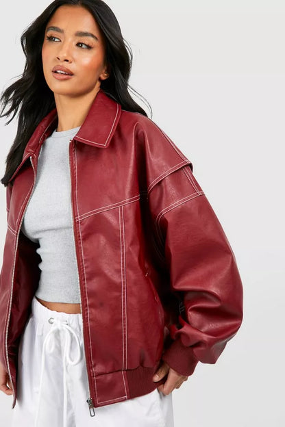 Große Lederjacke Herbst Übergröße