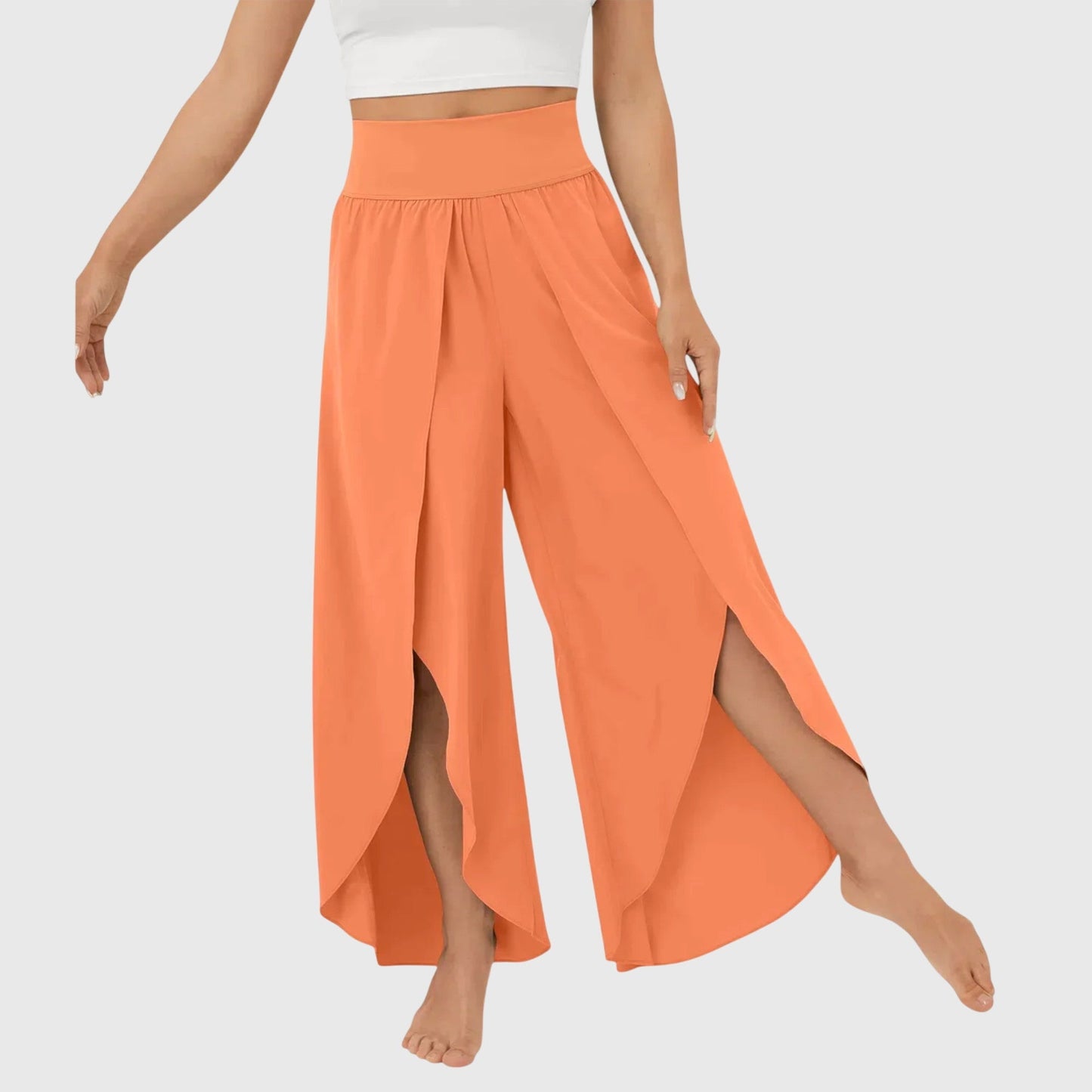 Damen Boho-Hose Weit Bequem Schlitz