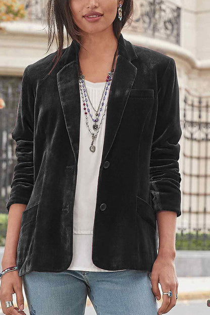 Elegante Damenjacke Samt Einfarbig Modern