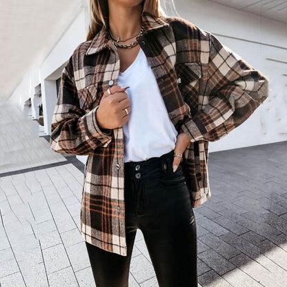 Stylische Damenjacke Warm Flanell