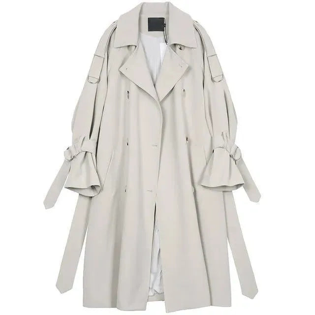 Stylische Damen Trenchcoat Lang Ärmel