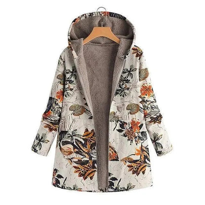 Stylischer Wintermantel Plus Size Blumenmuster