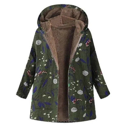 Stylischer Wintermantel Plus Size Blumenmuster