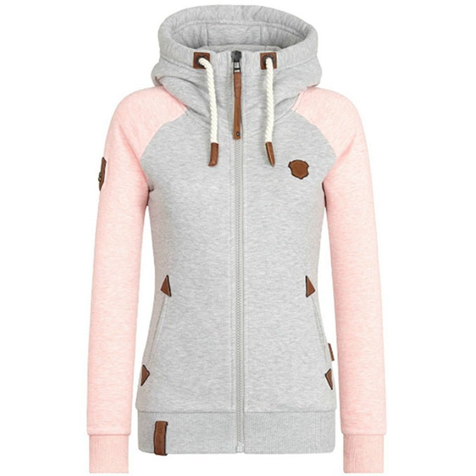 Damen Streetwear Weste Kapuze Reißverschluss Langarm