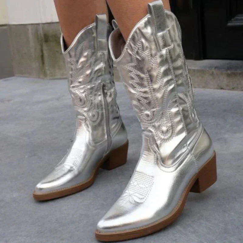 Trendige Stiefel Metallic Design
