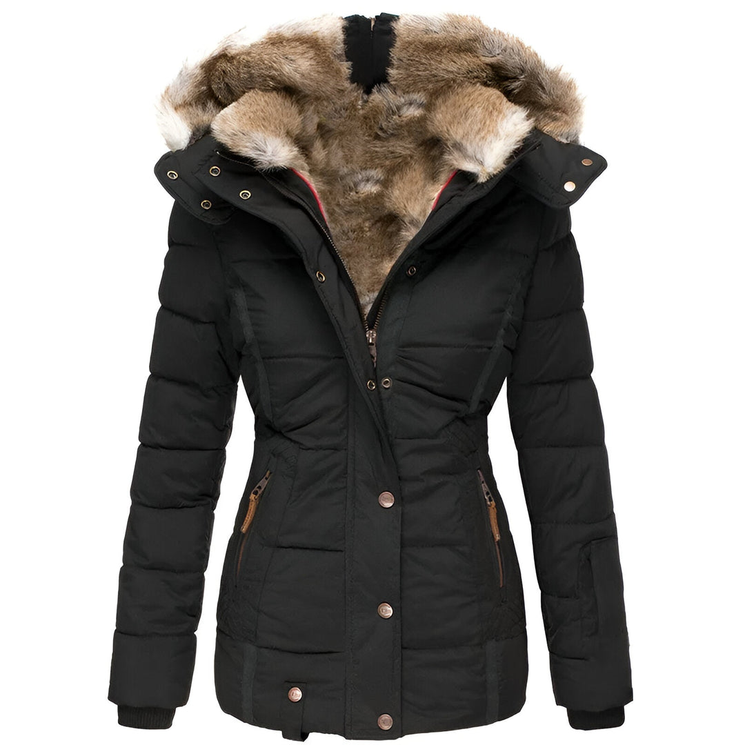 Damen Winterjacke Taillierte Kapuze Modern - IdealeKleiden