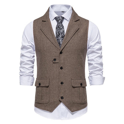 Herren Weste Vintage Fischgrat Muster - IdealeKleiden