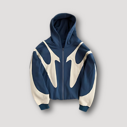 Männer Hoodie Flammen Design Reißverschluss