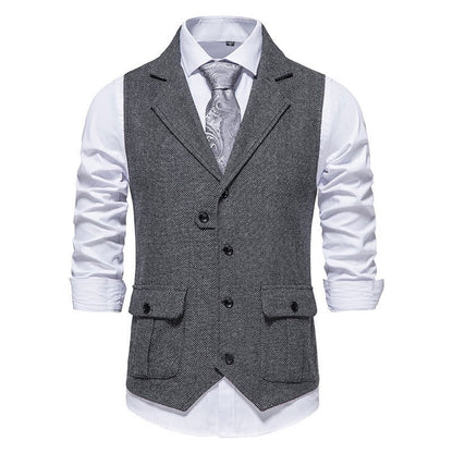 Herren Weste Vintage Fischgrat Muster
