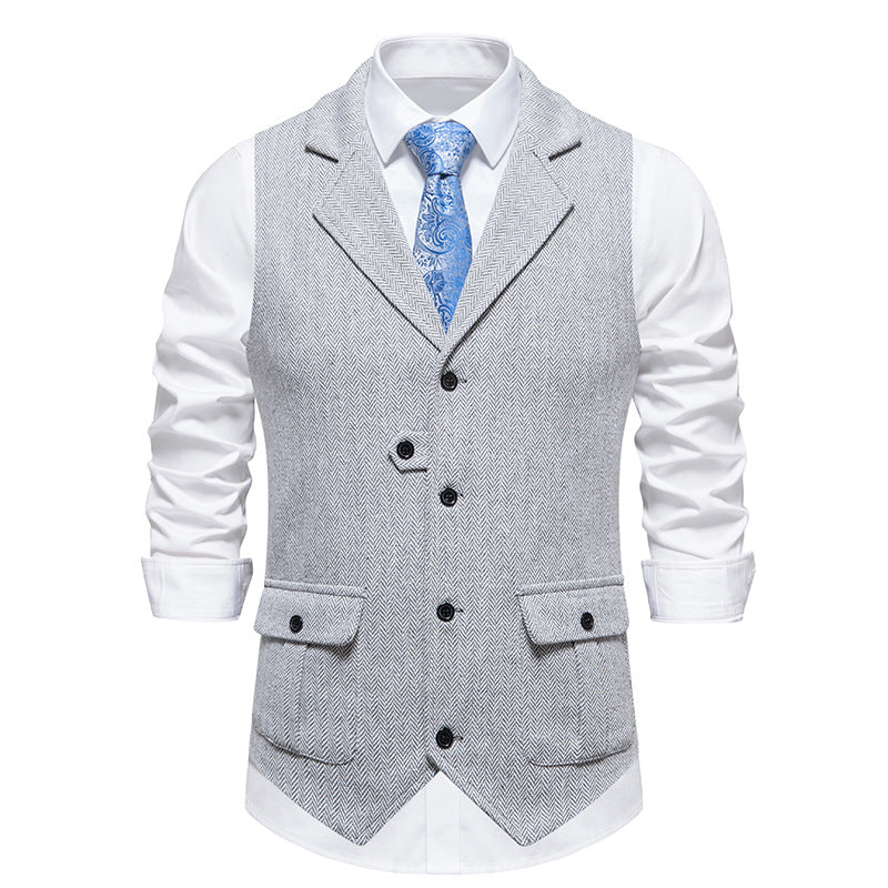Herren Weste Vintage Fischgrat Muster