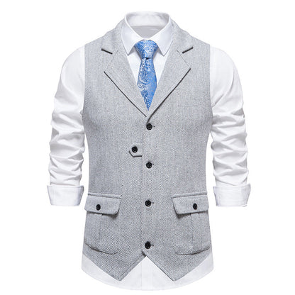 Herren Weste Vintage Fischgrat Muster