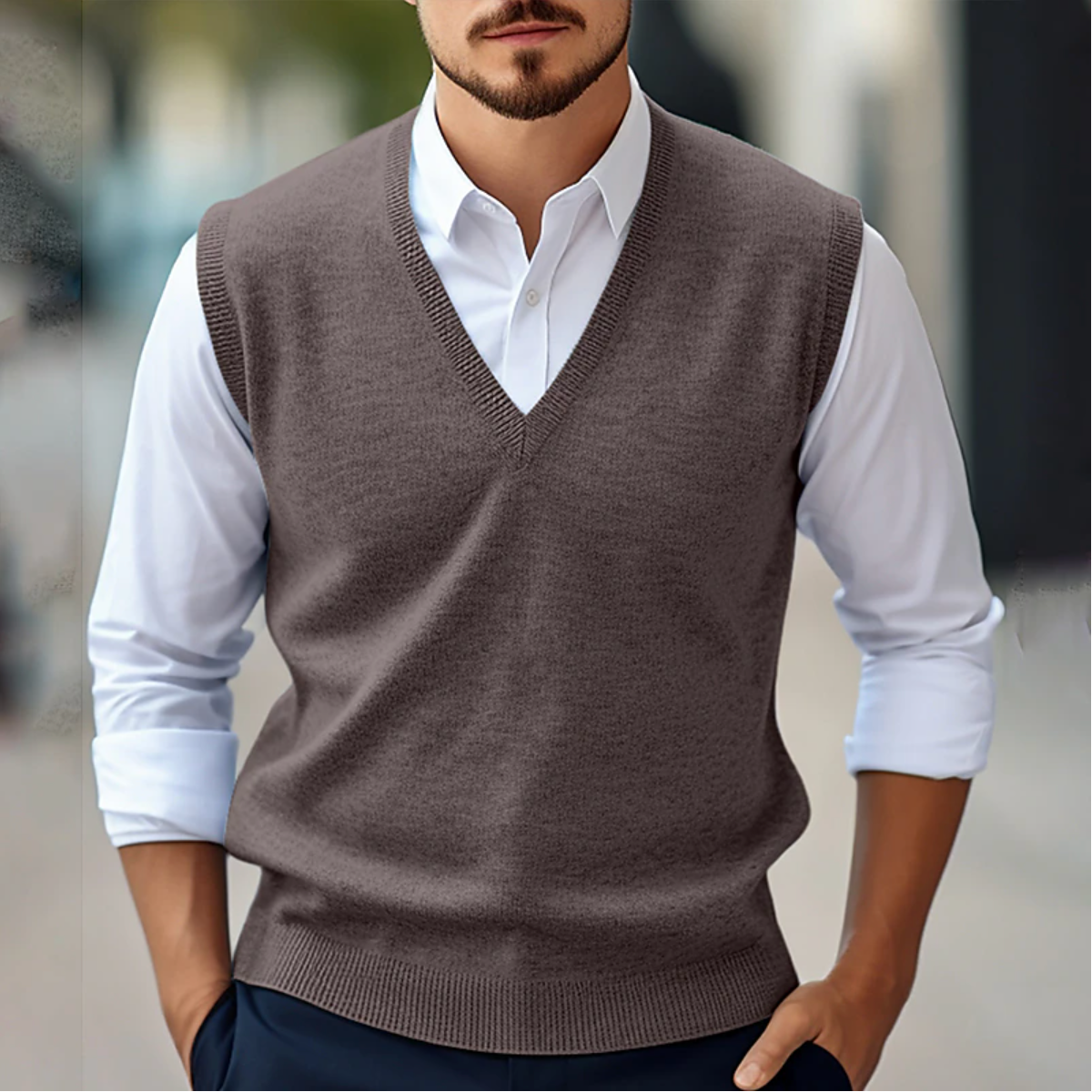 Herren Strickweste V-Ausschnitt Modern Sportlich