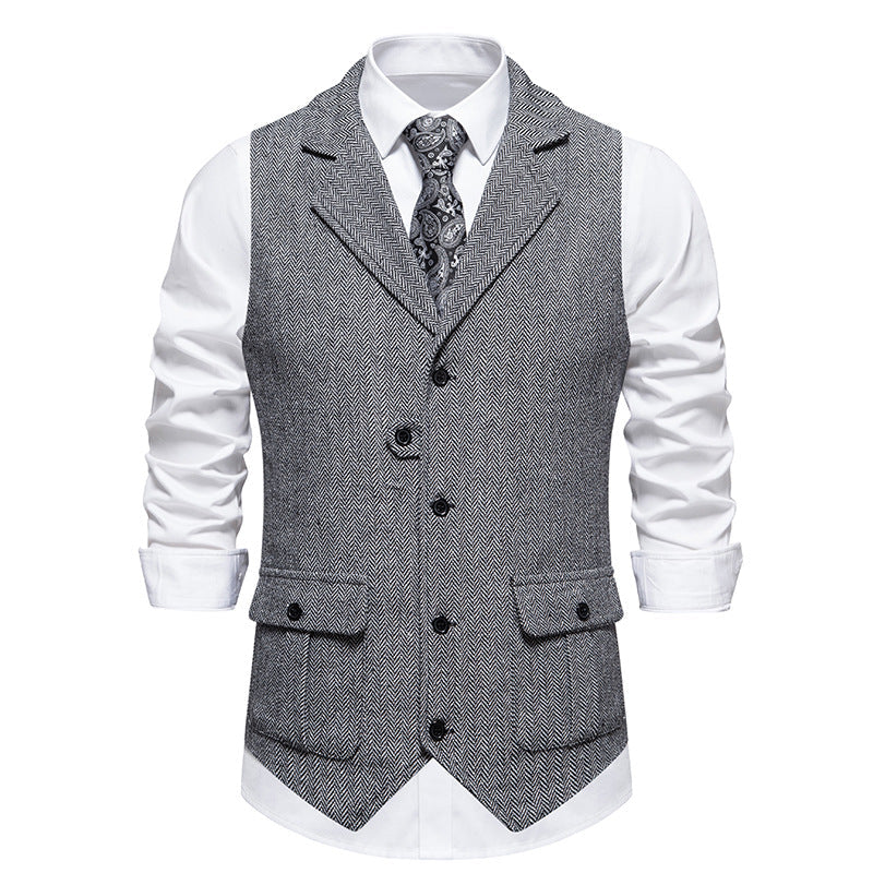 Herren Weste Vintage Fischgrat Muster