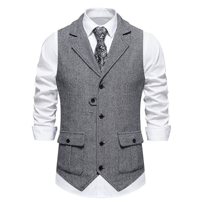 Herren Weste Vintage Fischgrat Muster