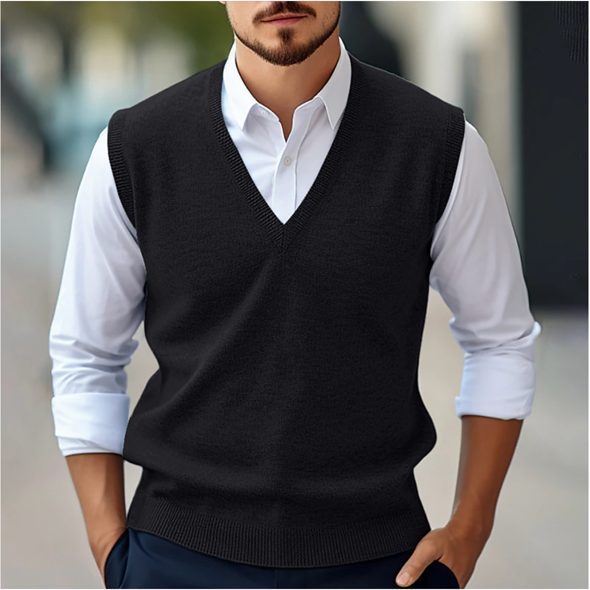 Herren Strickweste V-Ausschnitt Modern Sportlich