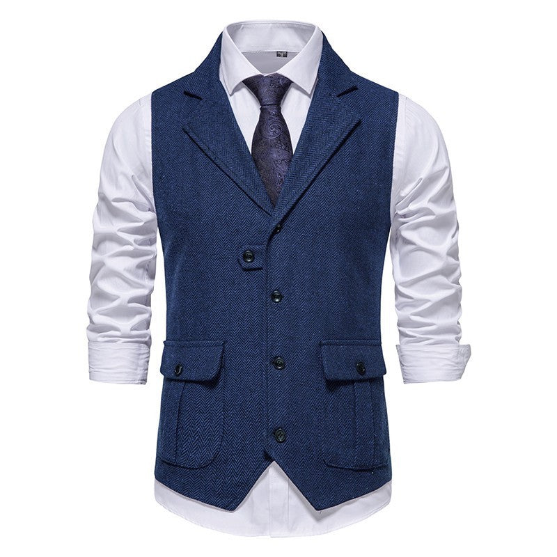 Herren Weste Vintage Fischgrat Muster