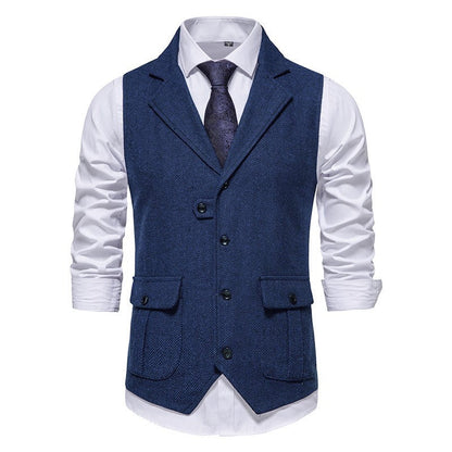 Herren Weste Vintage Fischgrat Muster