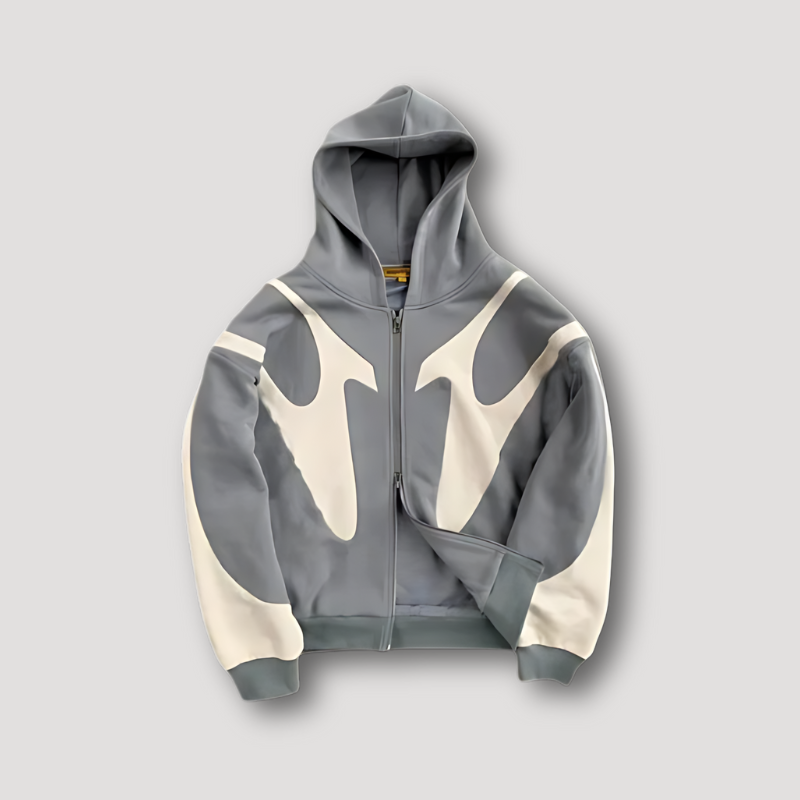 Männer Hoodie Flammen Design Reißverschluss