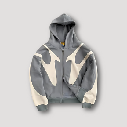 Männer Hoodie Flammen Design Reißverschluss