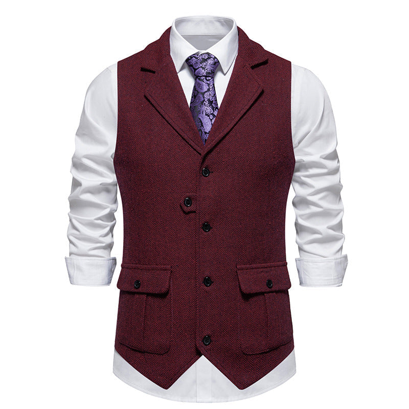 Herren Weste Vintage Fischgrat Muster