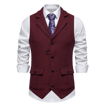 Herren Weste Vintage Fischgrat Muster