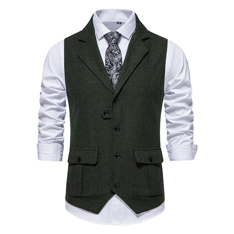 Herren Weste Vintage Fischgrat Muster