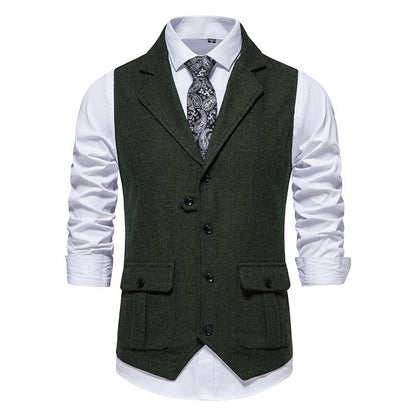 Herren Weste Vintage Fischgrat Muster