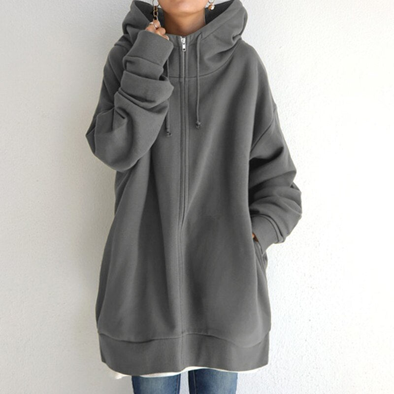 Warme Oversize Pullover mit Kapuze - IdealeKleiden