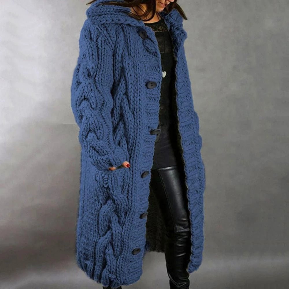 Große Strickjacke Oversized Kabelmuster Kapuze