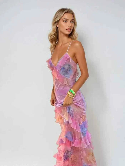 Gerafftes Maxikleid Sommer Chic - IdealeKleiden