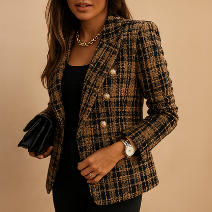 Damen Blazer Zweireihig Rautenmuster Elegance