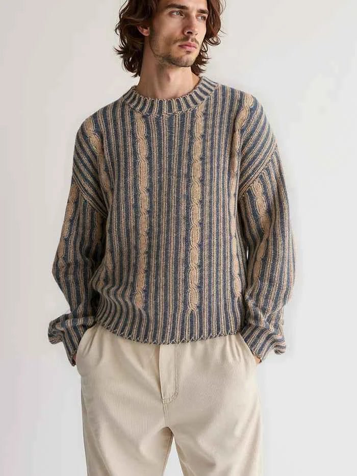 Gestreifter Herrenpullover Modern Strick - IdealeKleiden