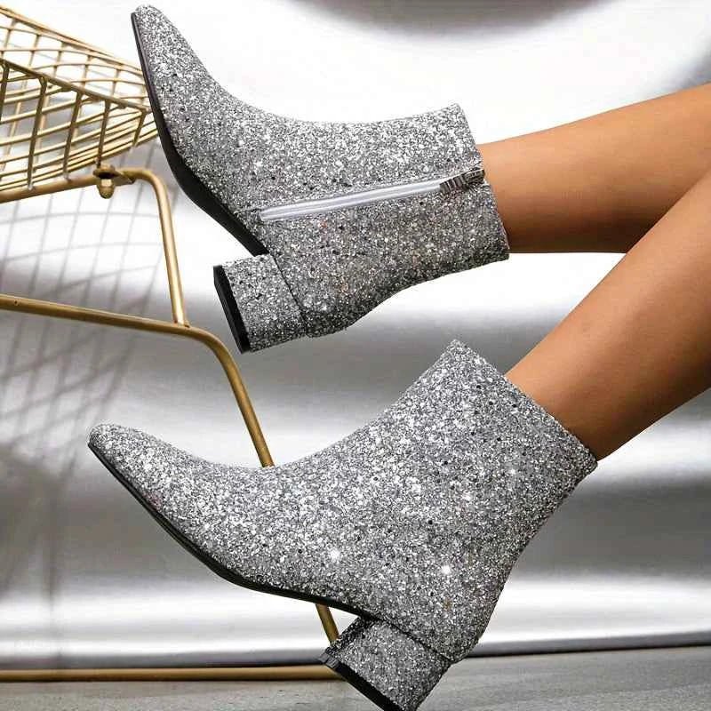Glitzer Stiefel Damen Schuhe