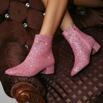 Glitzer Stiefel Damen Schuhe