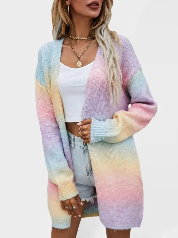 Farbenfrohe Strickjacke Damen Tie Dye Pullover