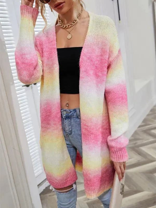Farbenfrohe Strickjacke Damen Tie Dye Pullover