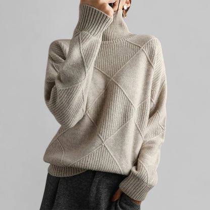 Damen Pullover Rollkragen Bequem Locker