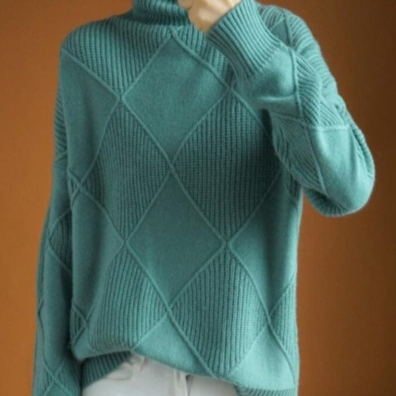 Damenschal Rollkragenpullover Diamantmuster Weich