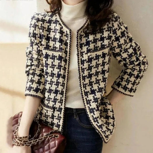 Stylische Damenjacke Karomuster Tweed - IdealeKleiden