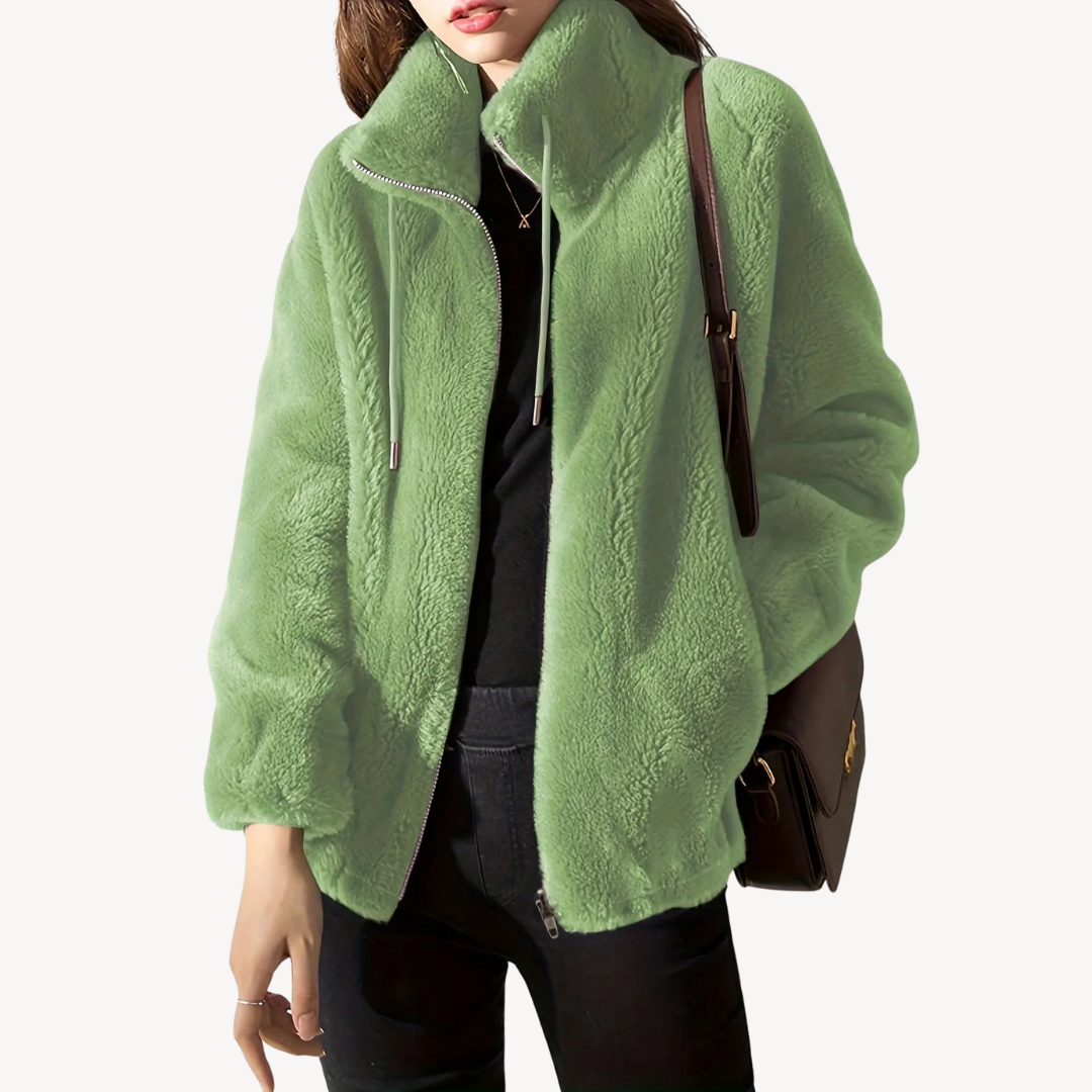 Modische Damenjacke Kunstpelz Zipper