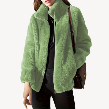 Modische Damenjacke Kunstpelz Zipper