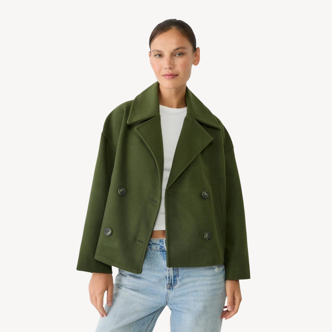 Kürzerer Damen Woll-Peacoat Elegant