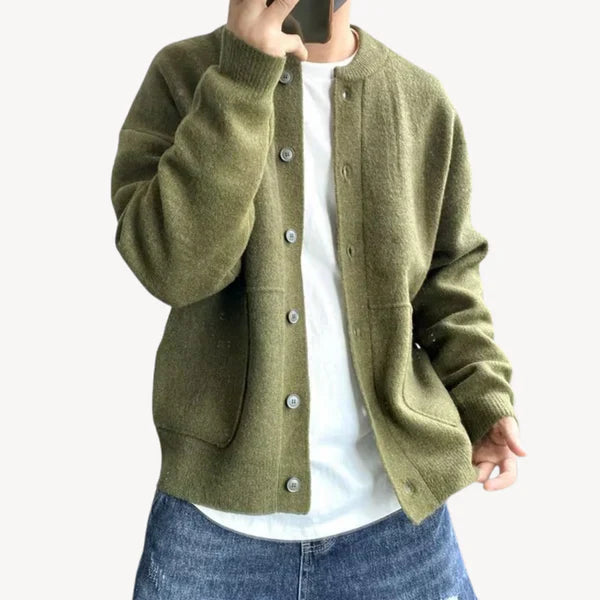 Herren Cardigan Klassisch Wollig Knopfverschluss