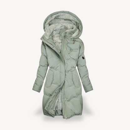 Damen Pufferjacke Warm Kunstpelz gefüttert