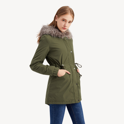 Damen Kunstfell Parka Winterjacke